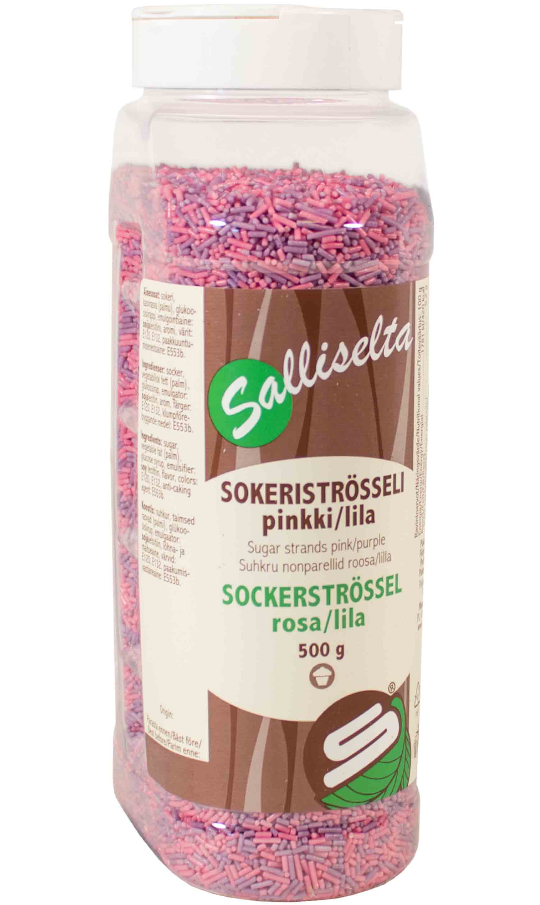 Sockerströssel rosa/lila 500 g